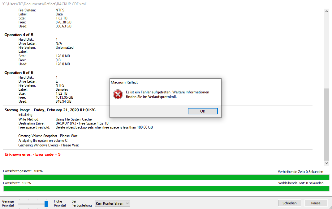 *SOLVED* Unknown error error Code = 9 after Win 10 update