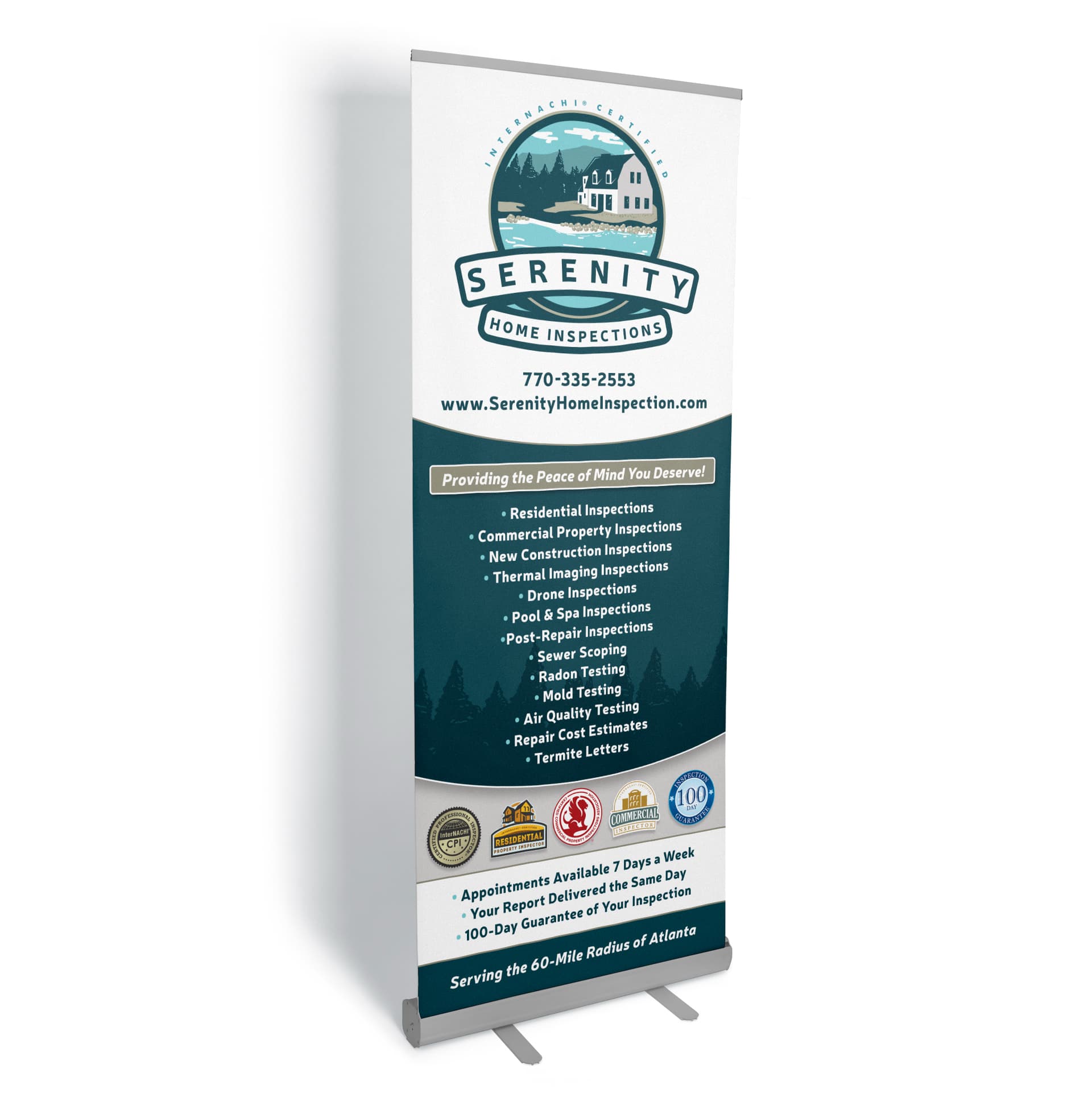 New *FREE* Retractable Banner Design for Serenity Home Inspections