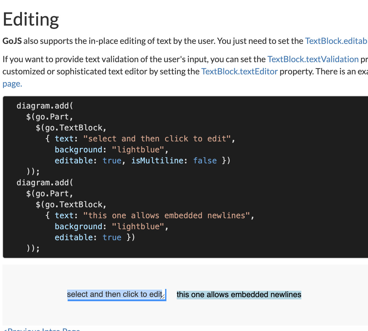 Editable True in TextBlock is not working properly GoJS Northwoods