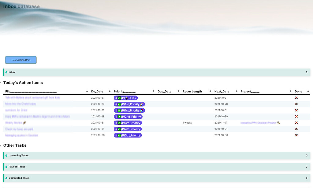 Inbox and Task Management Database using Atomic Notes as Tasks and