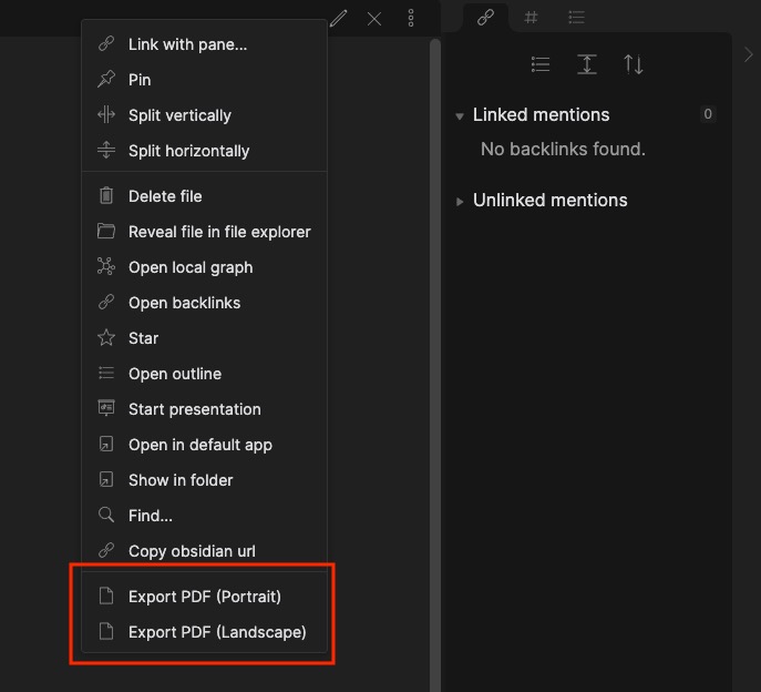 PDF Export Options [ Portrait / Landscape ] Feature archive