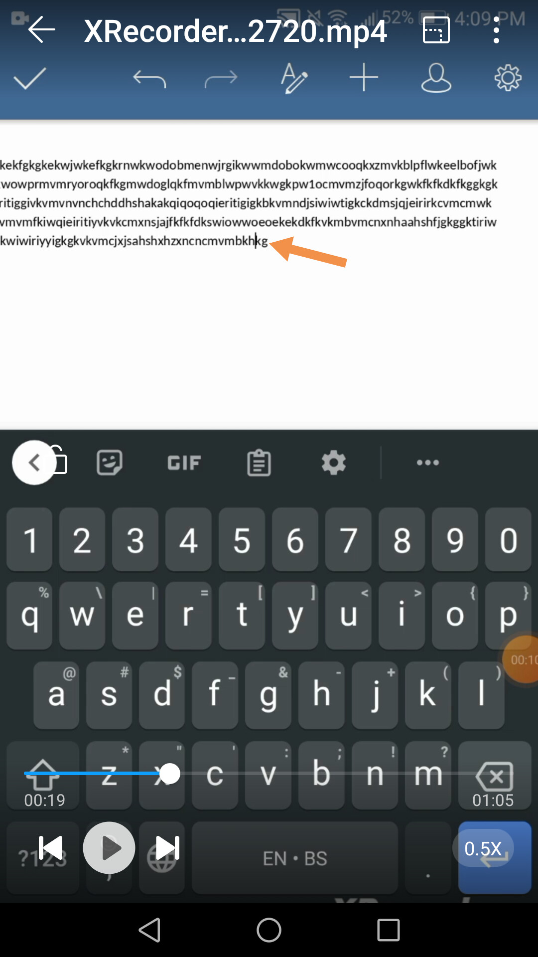 When deleting letters in OO mobile app, the deleted letters show for a