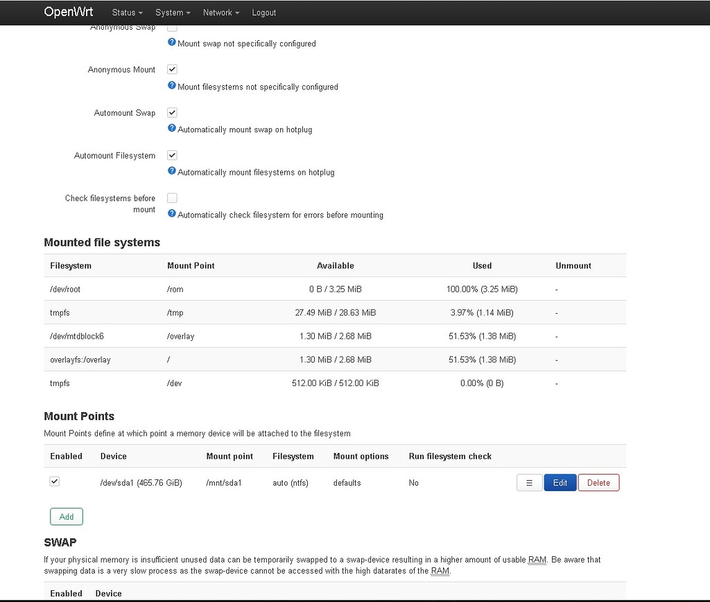 [Solved]OpenWrt 21.05 Mount points doesnt attach disk Installing and