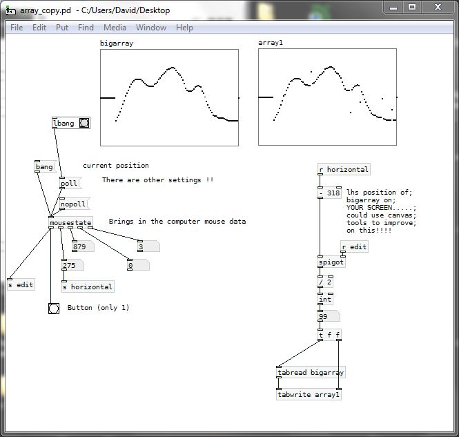 getting one array to change another PURE DATA forum