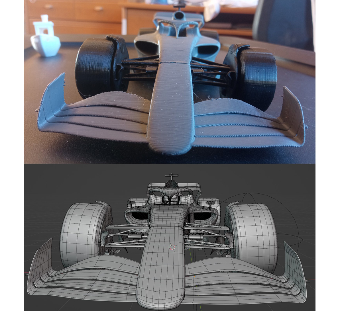Printed a Formula 1 Car I had modeled in Blender! (with rolling wheels