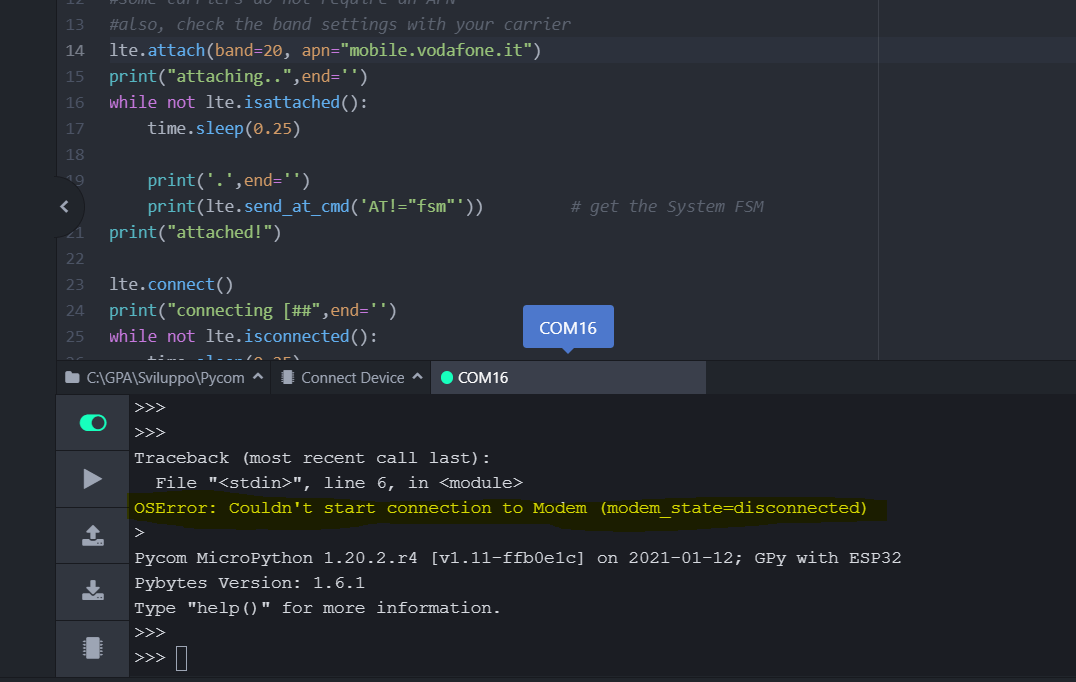 Error starting modem connection user forum