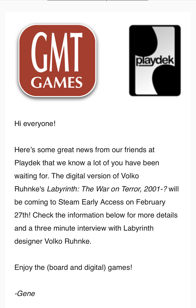 GMT’s Labyrinth (digital) Games Quarter To Three Forums