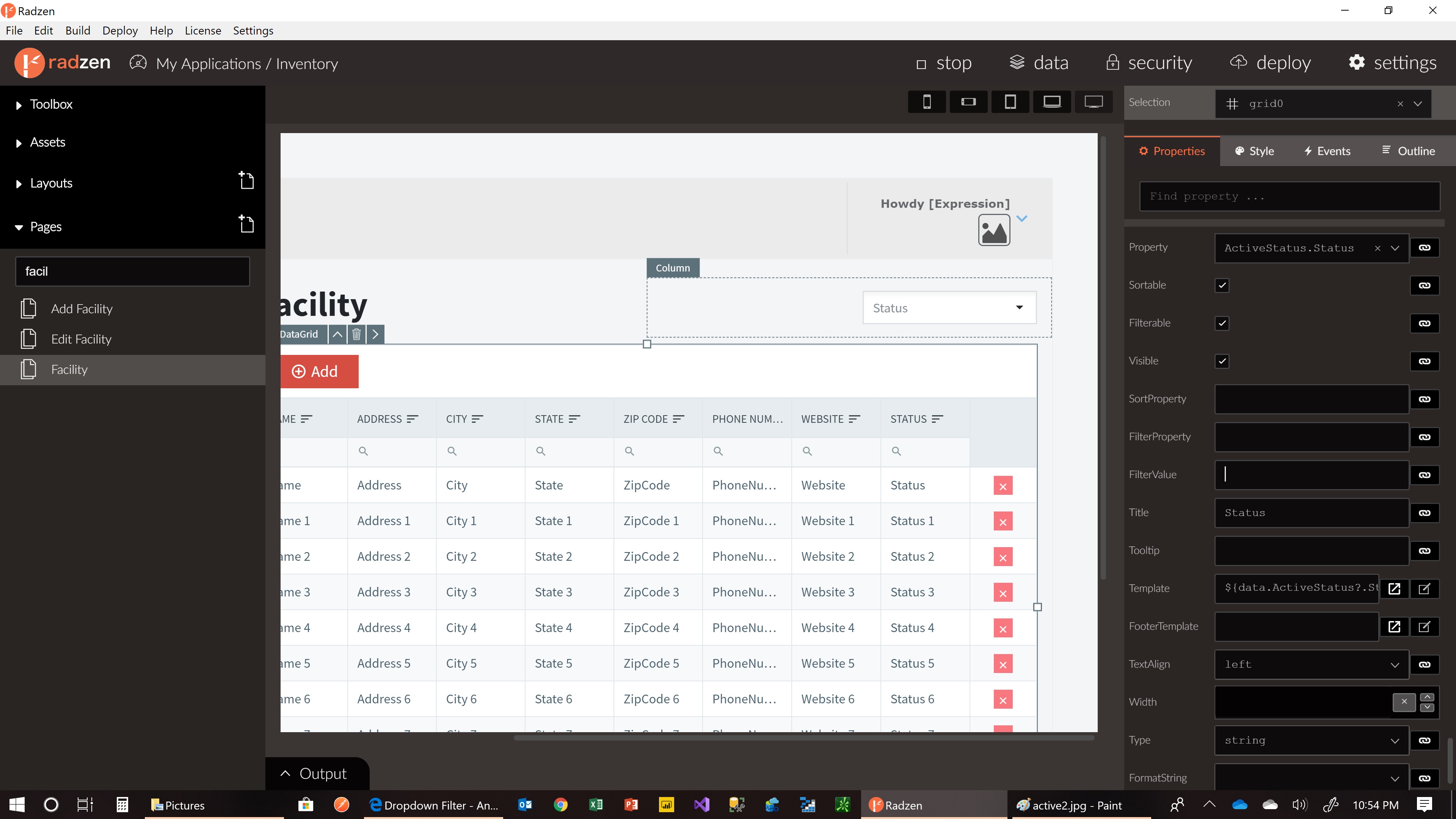 Dropdown Filter Radzen Studio (Angular) Radzen