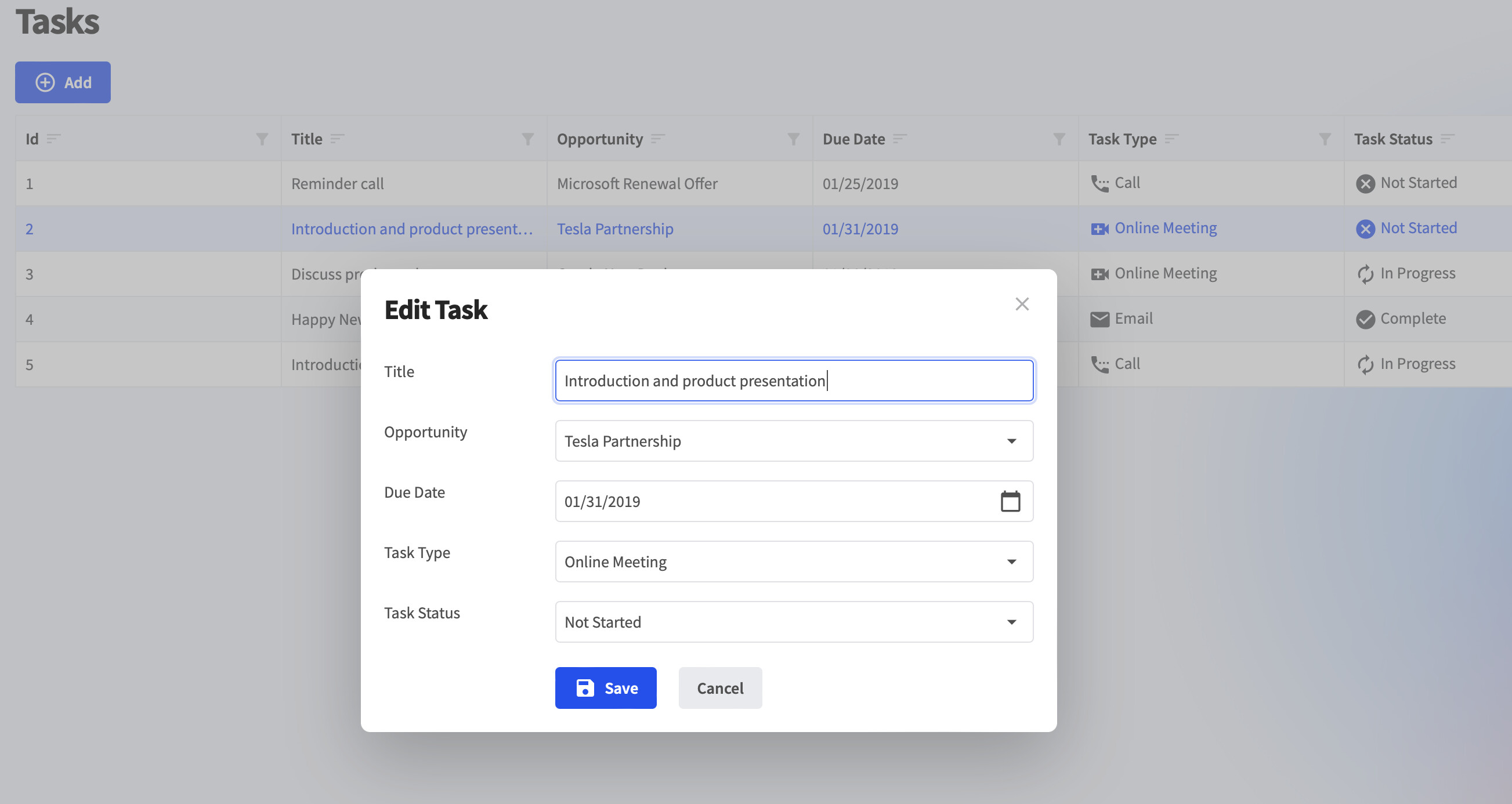 Is there an example of a Radzen Dialog that pops up an Edit Form