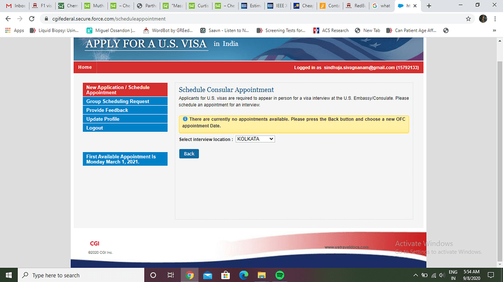 F1 visa appointment Emergency Visa appointment? F1, F2 Visas CPT