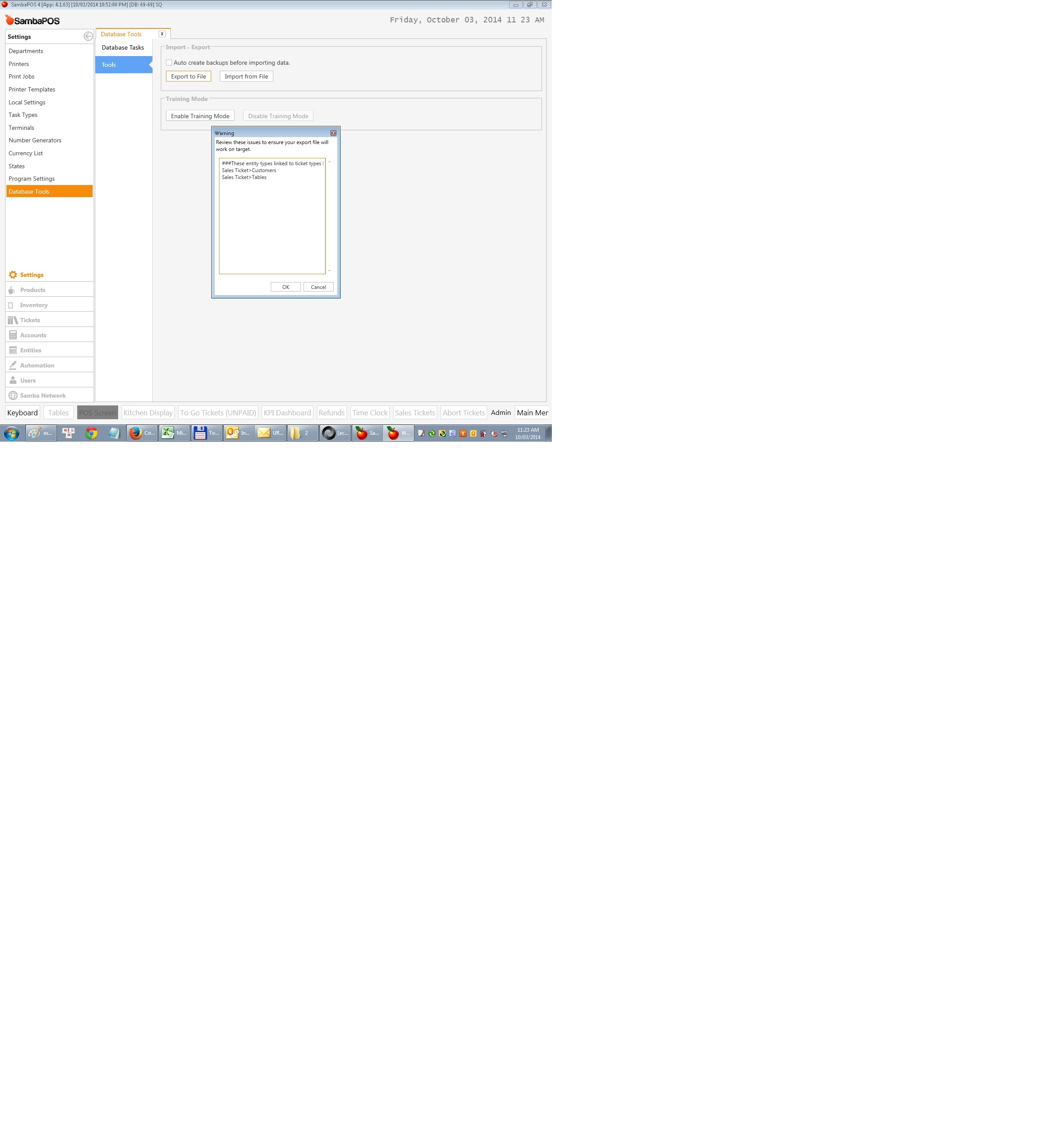 Database Tools Export error Sequence Contains No Elements V4 Issue
