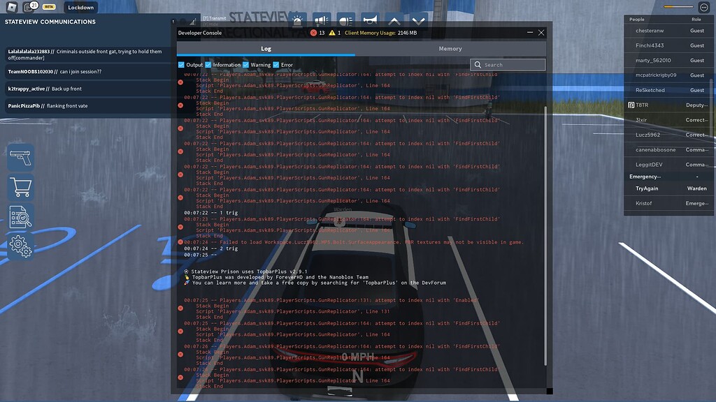 ScreenGUI for cars not working for PC Bug Reports Stateview Forums