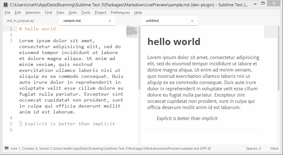 MarkdownLivePreview Plugin Announcements Sublime Forum