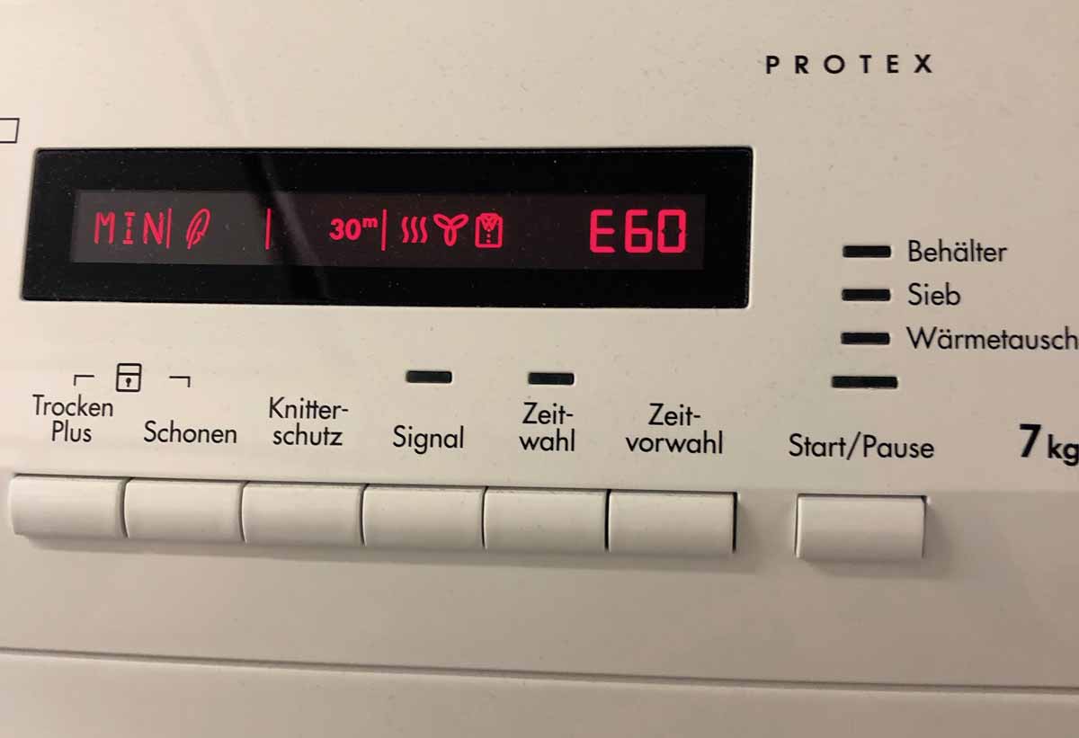 Kondenstrockner AEG T71275 AC - Fehlercode E60 E63 löschen