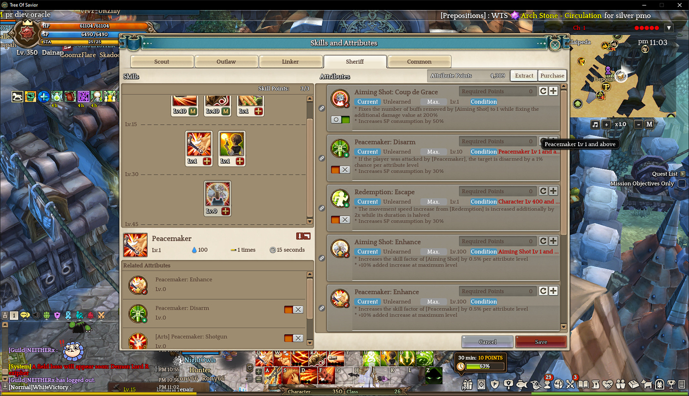 Cannot spending point on Peacemaker Disarm attribute