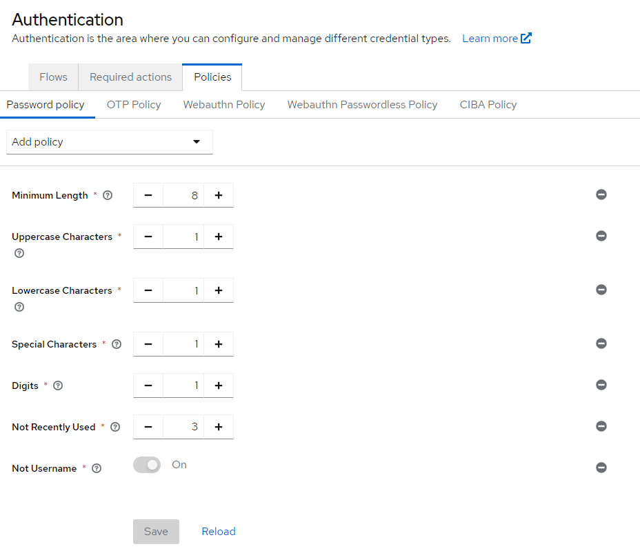 Keycloak Password Policy