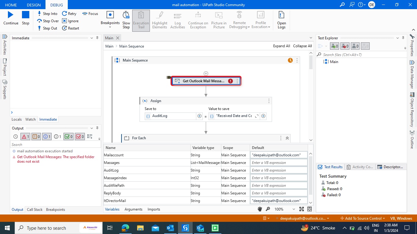 Gettting Message Get Outlook Mail Messages The specified folder does