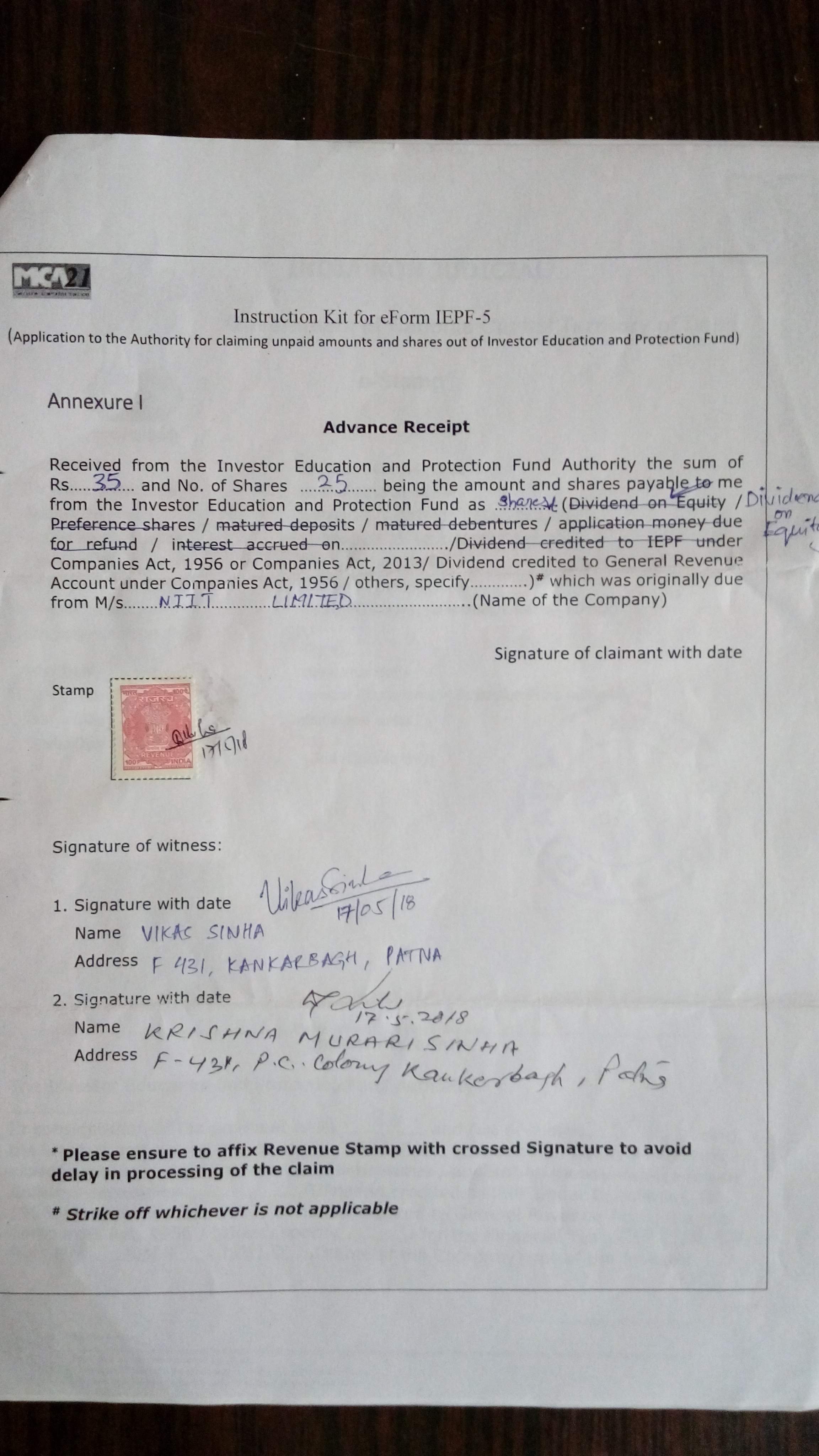 Reclaiming IEPF shares ValuePickr Forum