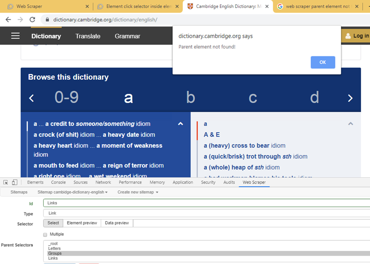 How to use element click selector inside element click selector How