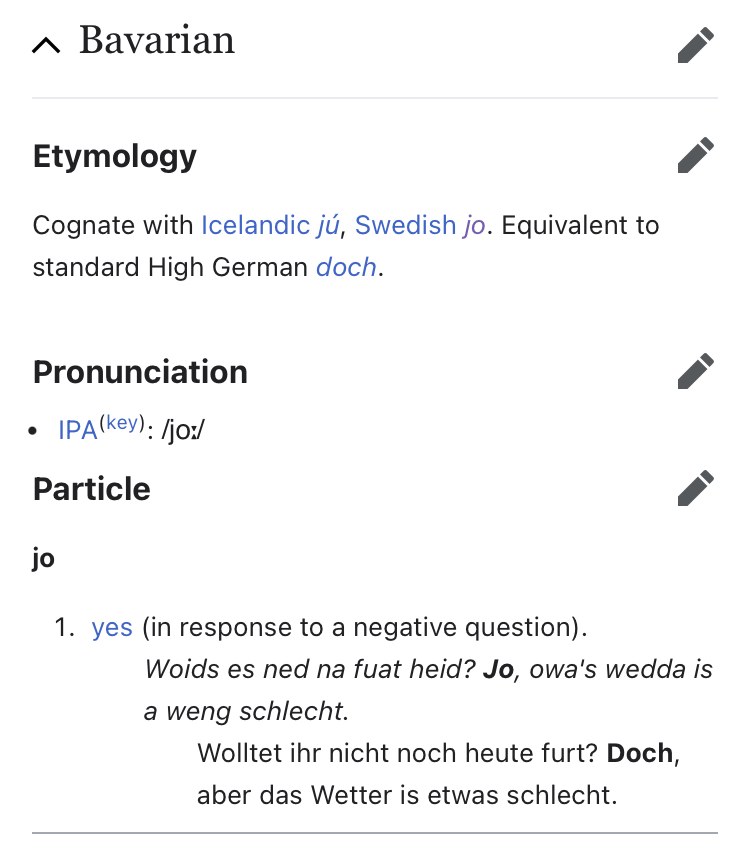 German Yes in Bavarian WordReference Forums