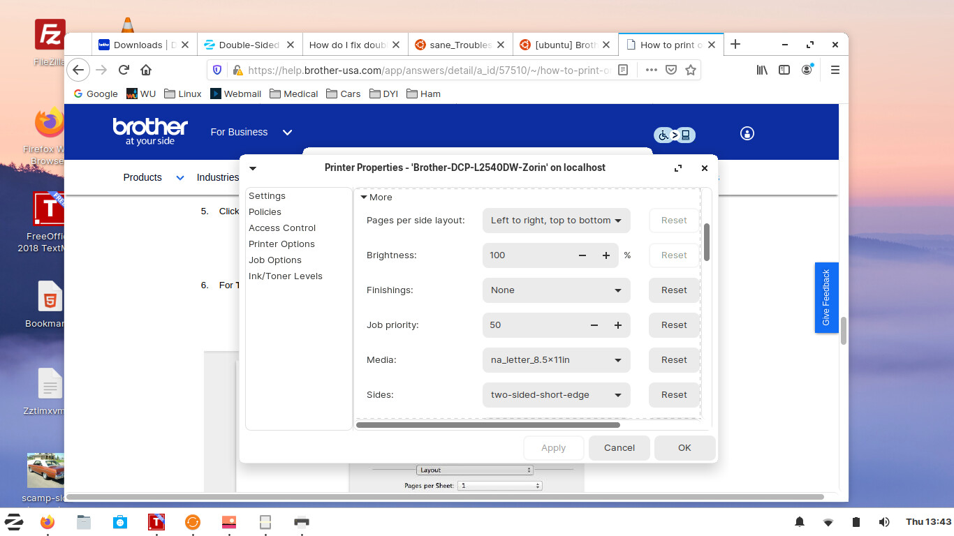 DoubleSided Printing UpsideDown 2nd Page Hardware Support Zorin