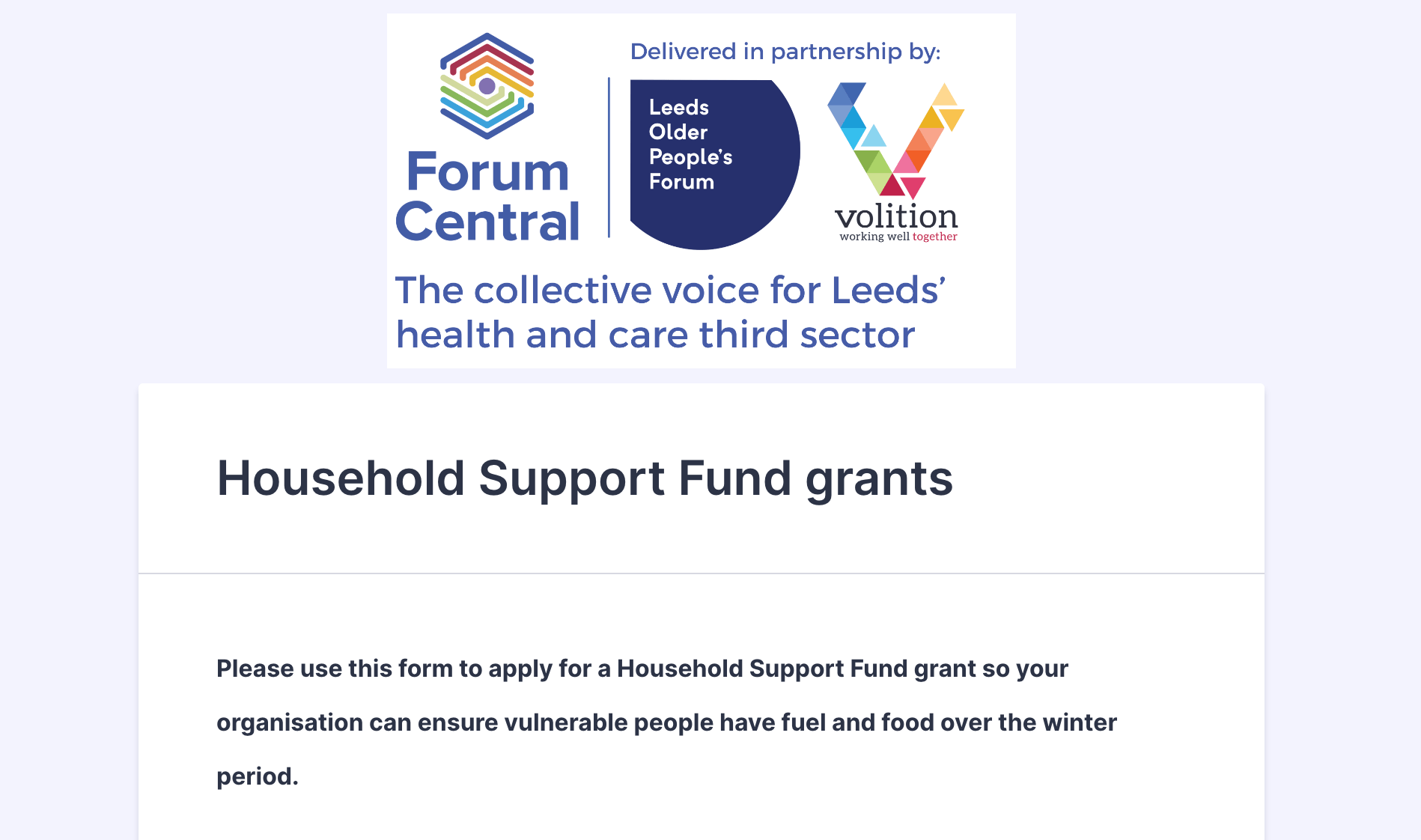 Household Support Fund Leeds Cost of Living Grants Forum Central