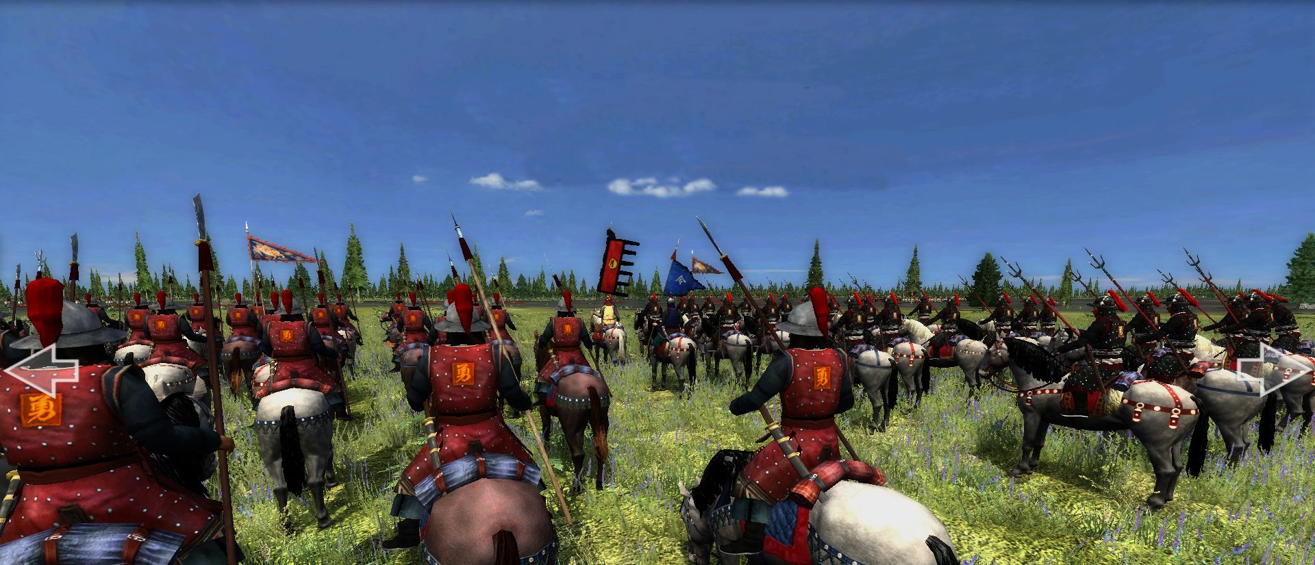 The Japanese cavalry did not use shields. Developers, reflect it in the