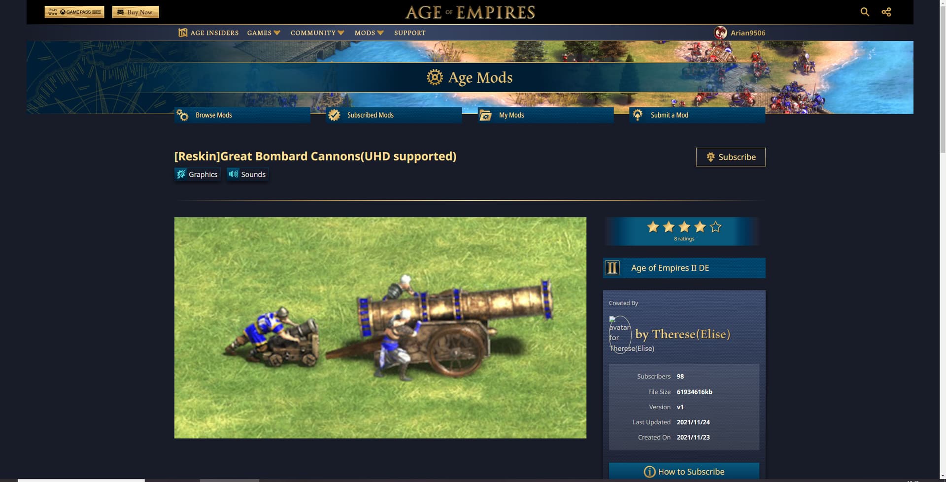 Turkish Great Bombard Cannon (Bombard Cannon Reskin) II Modding