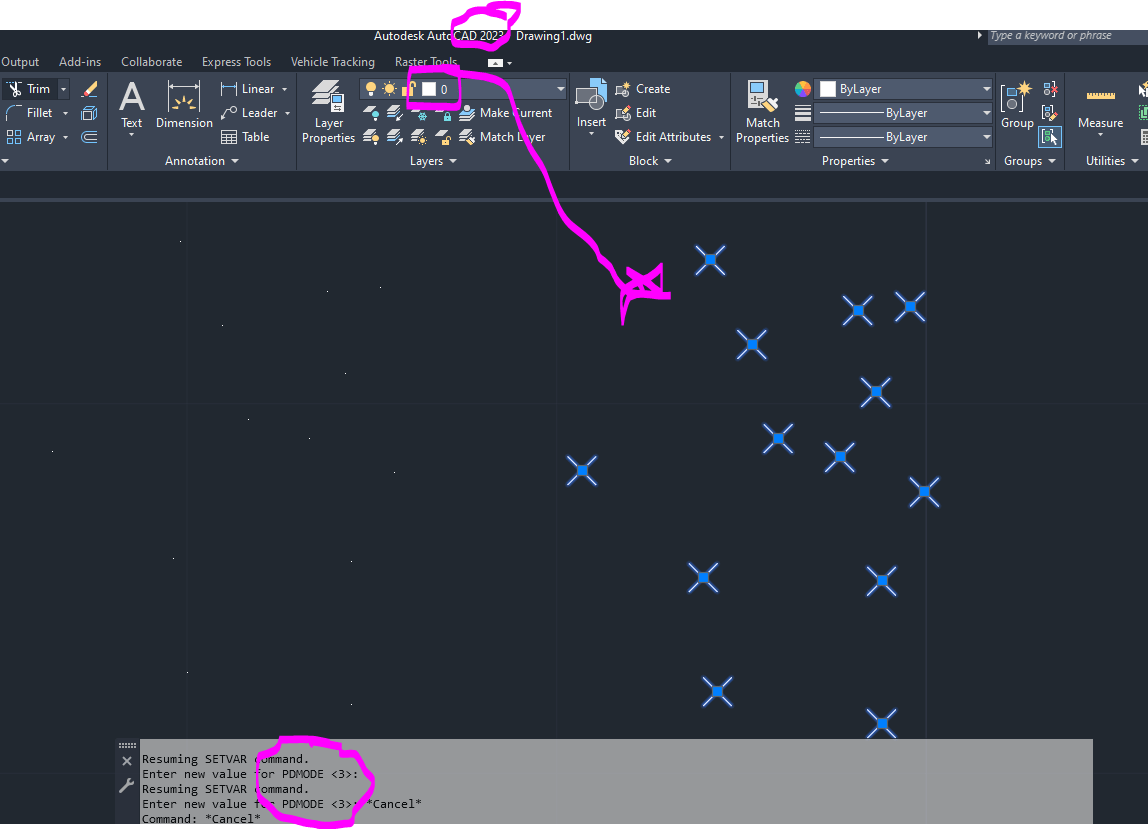 Solved AutoCAD 2023 Point Style Behaviour on Defpoints Layer