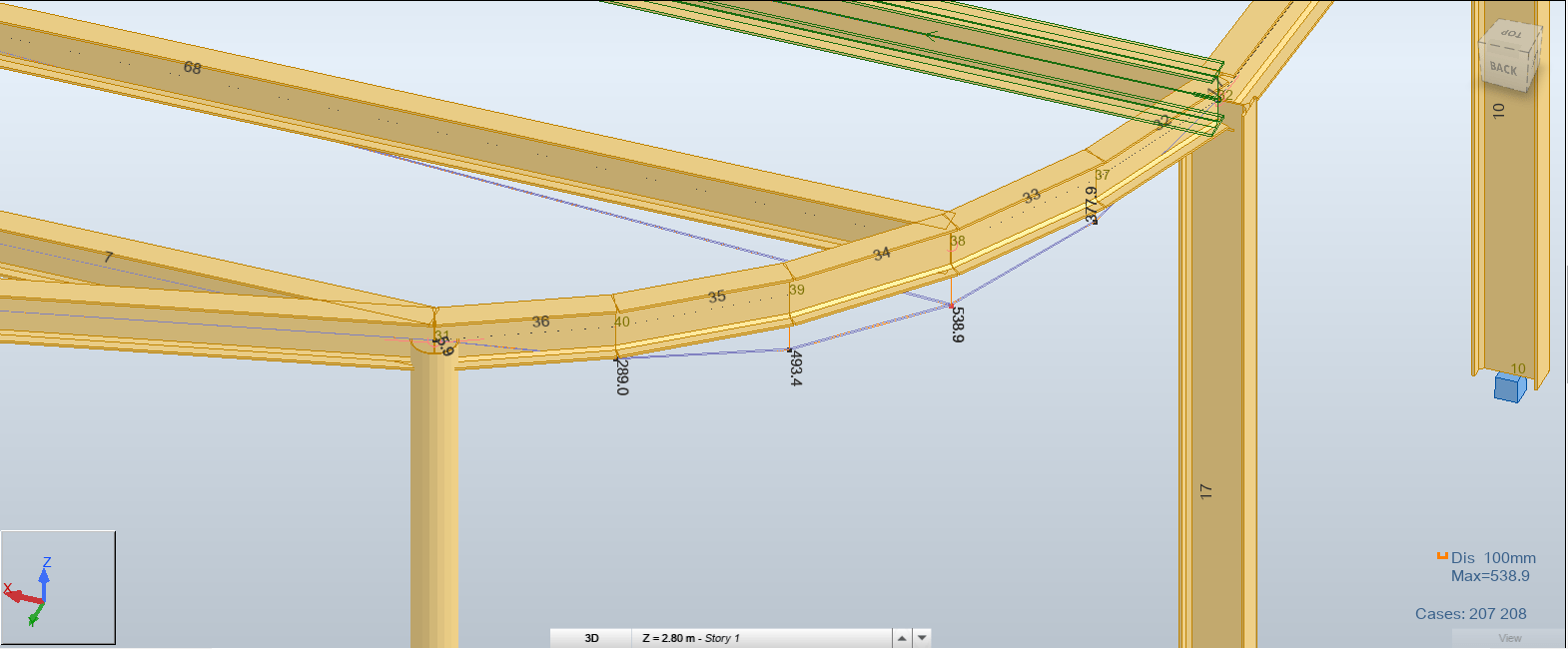horizontal curved beam displacement Autodesk Community
