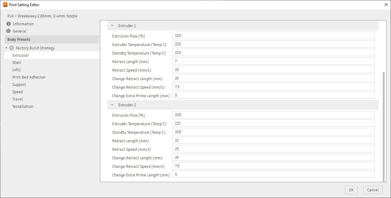What does "Change Retract Length/Speed/Extra Prime Length" mean in the