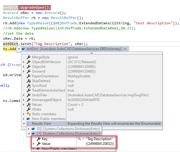 Solved Extension Dictionary added Xrecord not showing (C) Autodesk