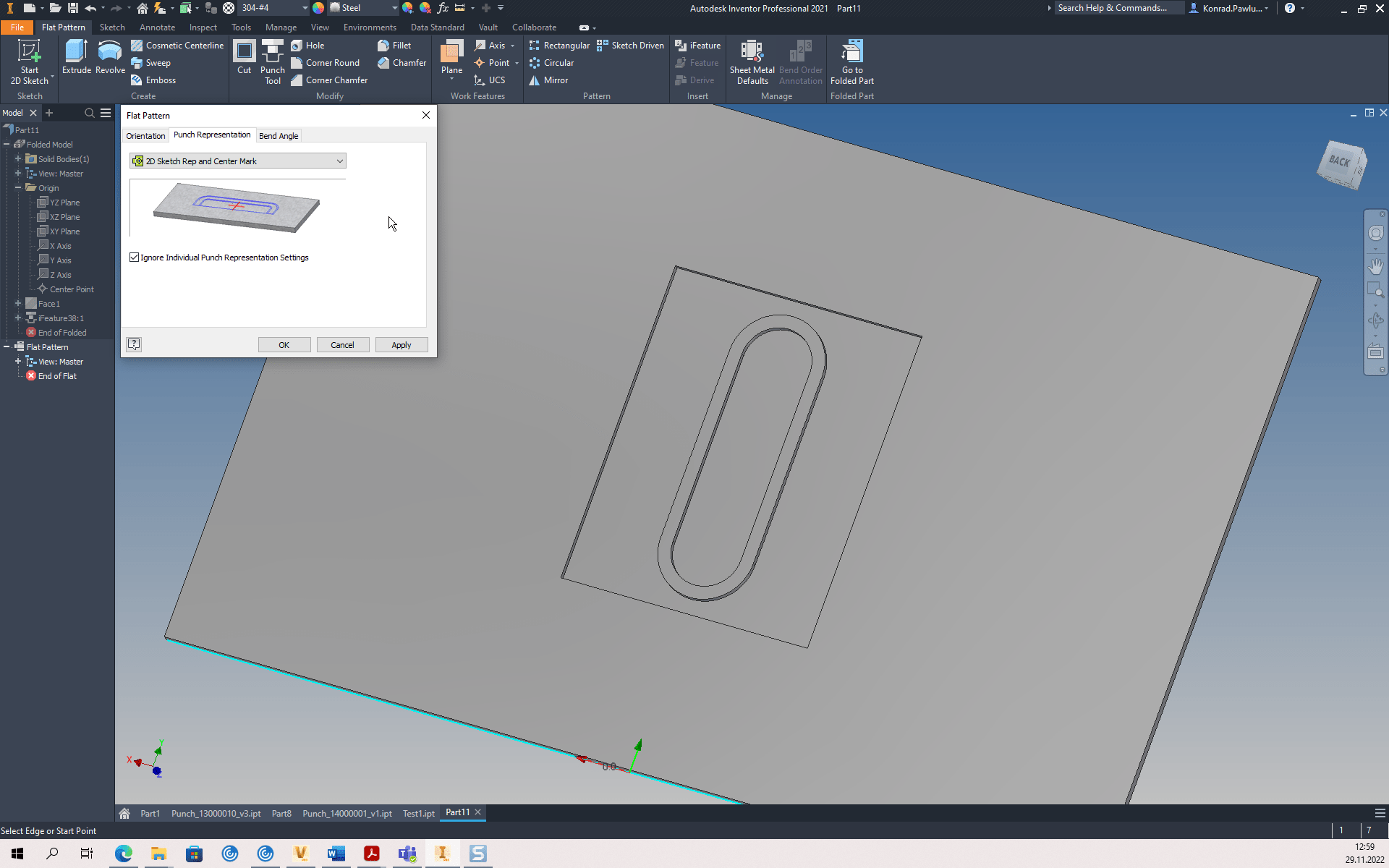 Solved Flat pattern error using punch tool Autodesk Community