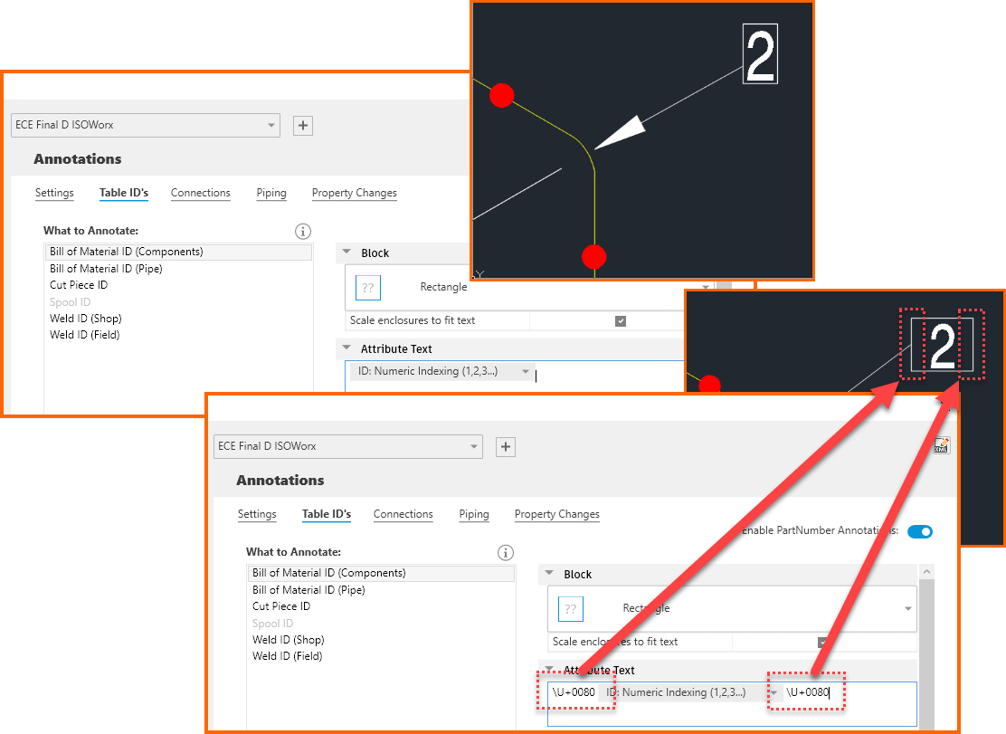 How to add padding, or prefix/suffix spaces, to IsoStyle Rectangular