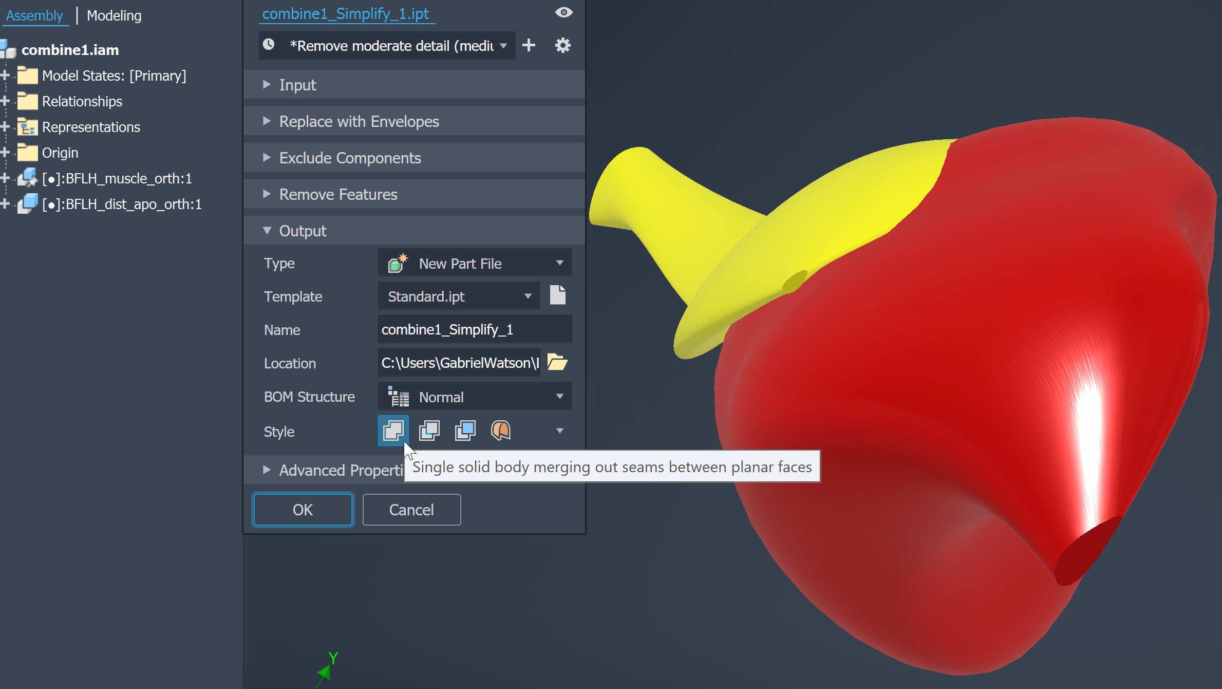 Looking to combine solid bodies (muscle to tendon) Autodesk Community