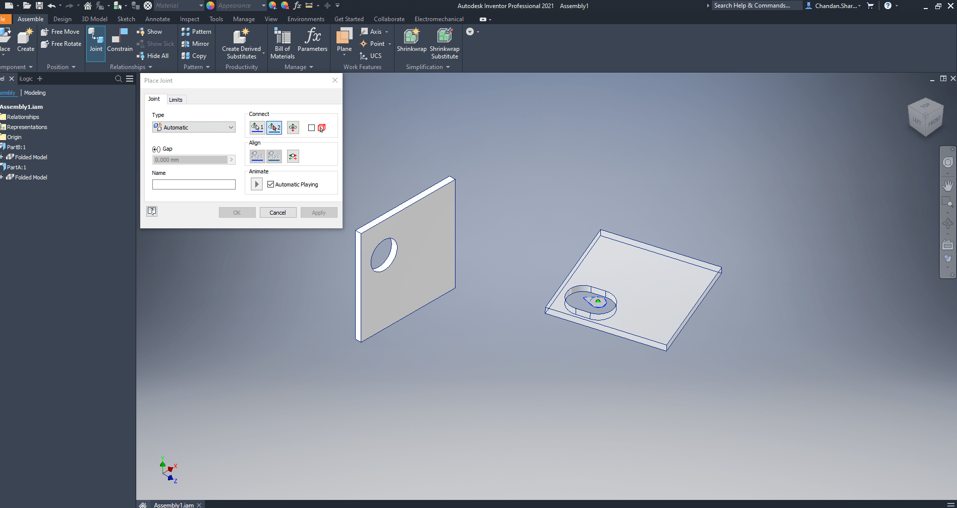 How to create slot punch in inventor which will assemble with center