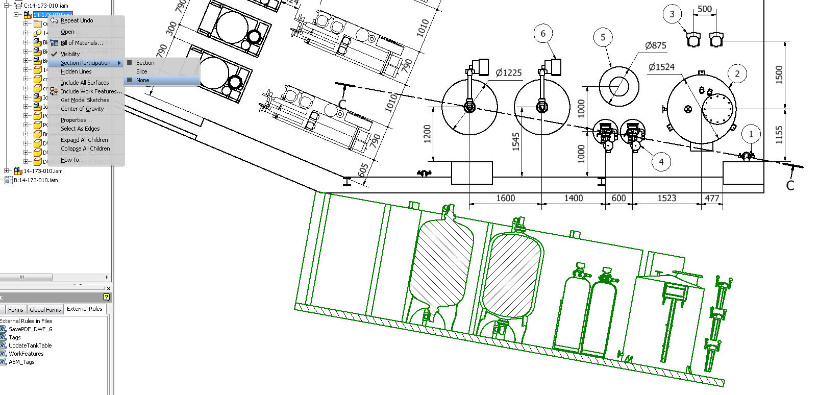 Solved create Section view only for selected parts in an assembly in