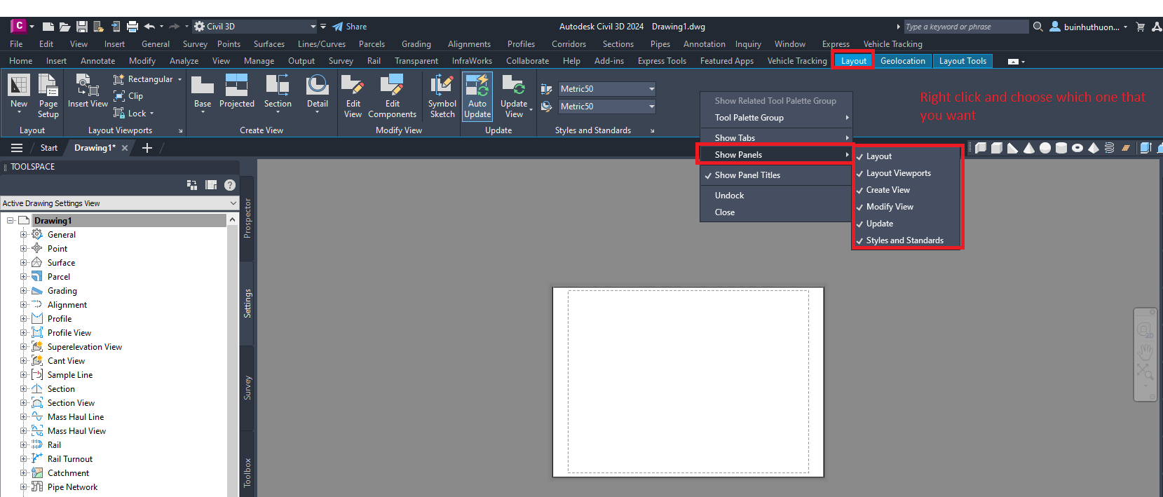 CIVIL 3D 2024 Layout Tools Tab Missing Autodesk Community