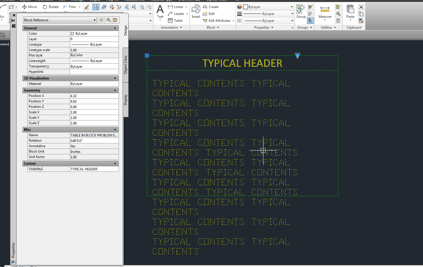 Table in dynamic block visibility problem Autodesk Community