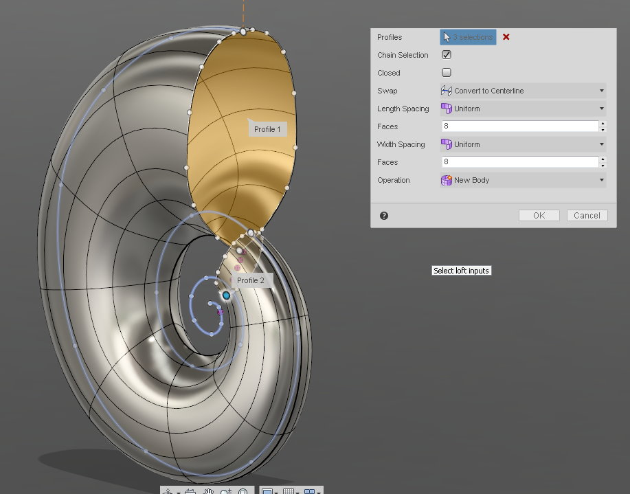 Spiral to create seashell in fusion 360 Autodesk Community