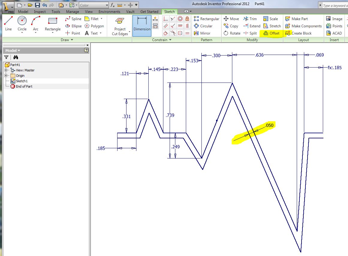Solved Single 2D Sketch Line with Equal Distance Lines Autodesk