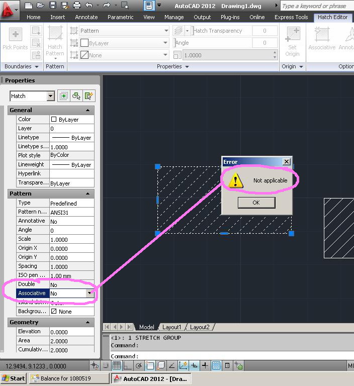 Solved Switching the “hatch” to be “associative” gives “not applicable