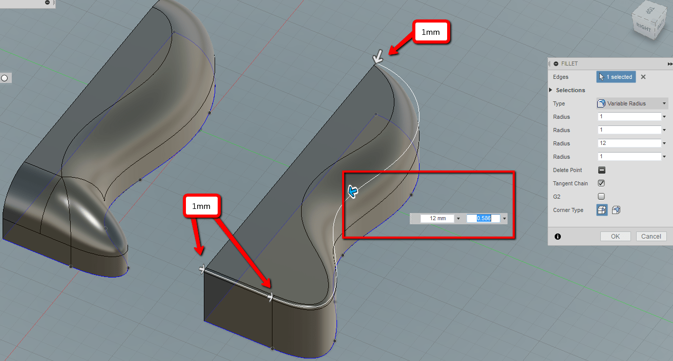 Problems creating fillet with variable radius Autodesk Community