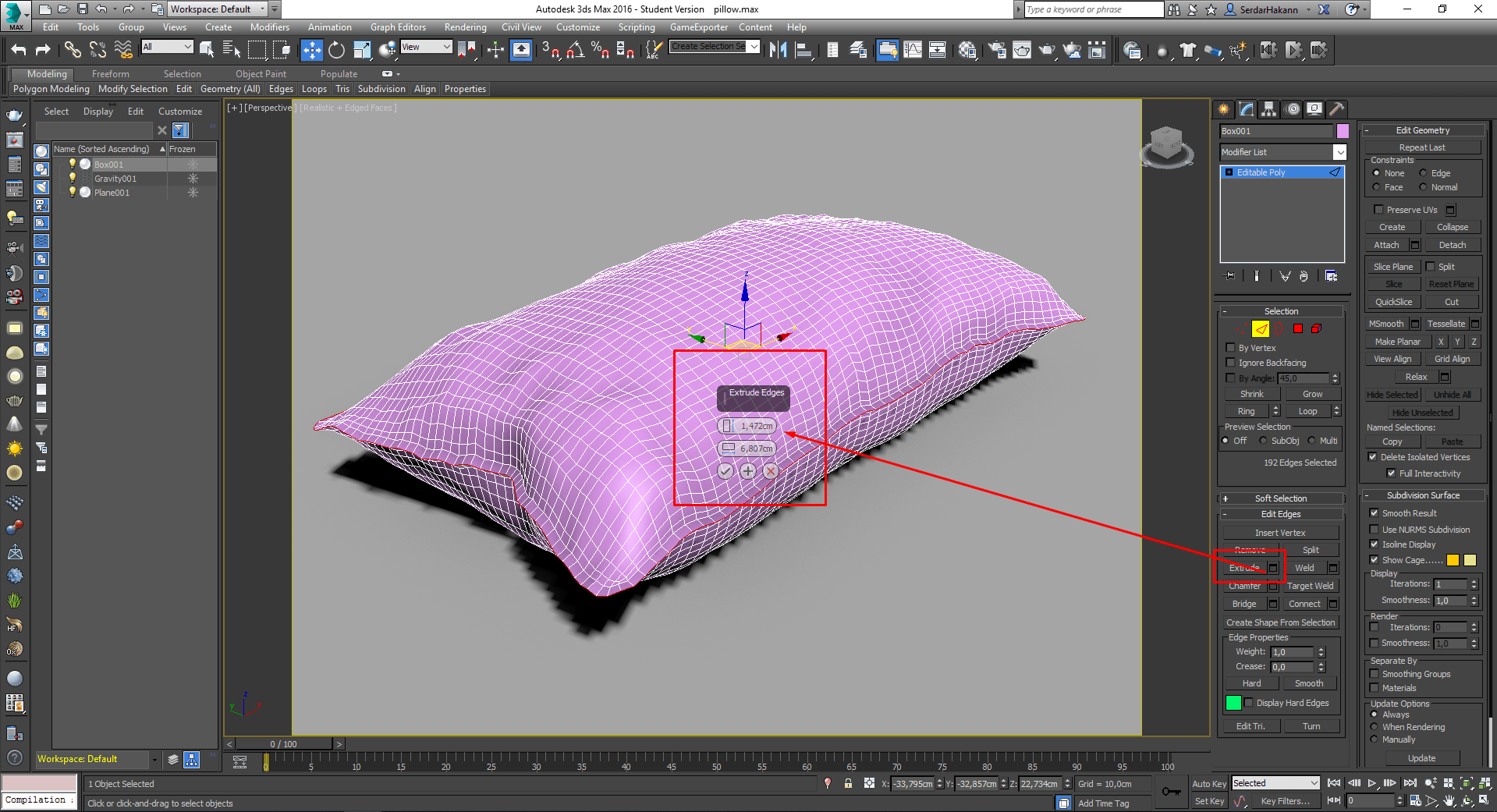 3ds Max 2016 Make a Pillow with Cloth Simulation and Displace