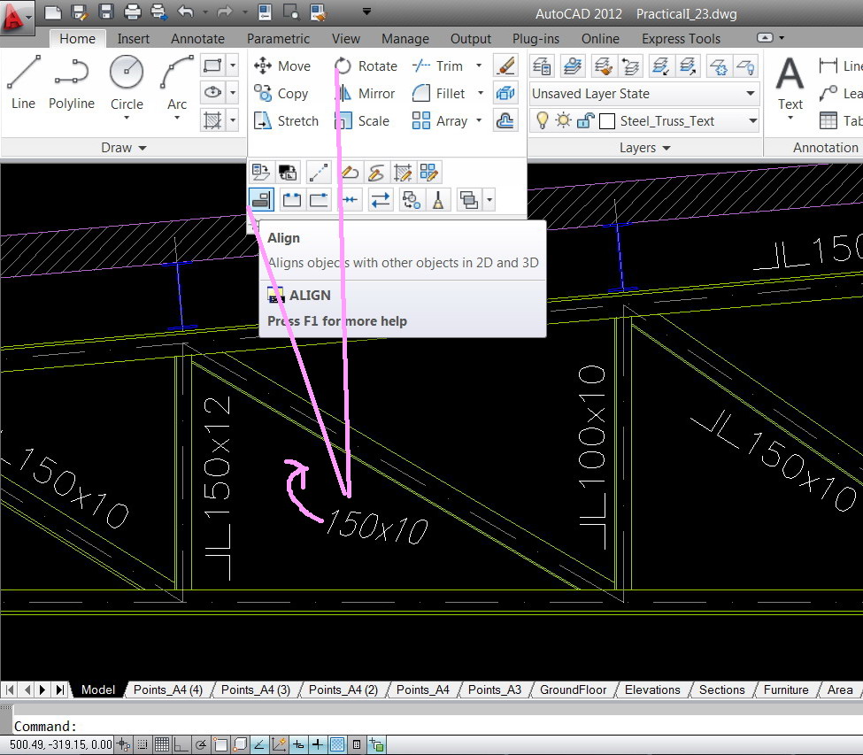 Solved How to get the “text” or “block” parallel to a particular line