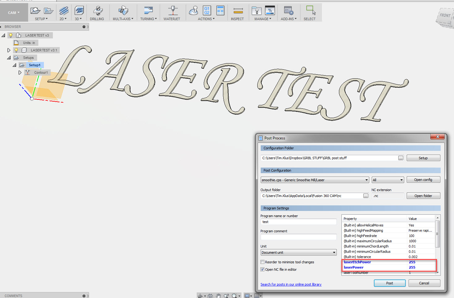 Update GRBL post to allow laser program posting Autodesk Community