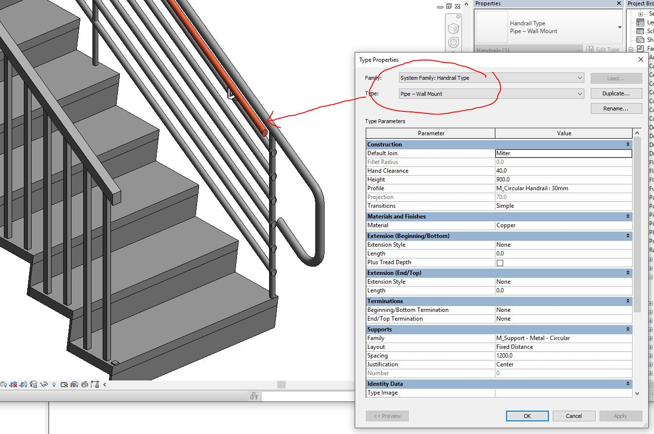 Solved Edit distance from handrails to top rail and clarification of