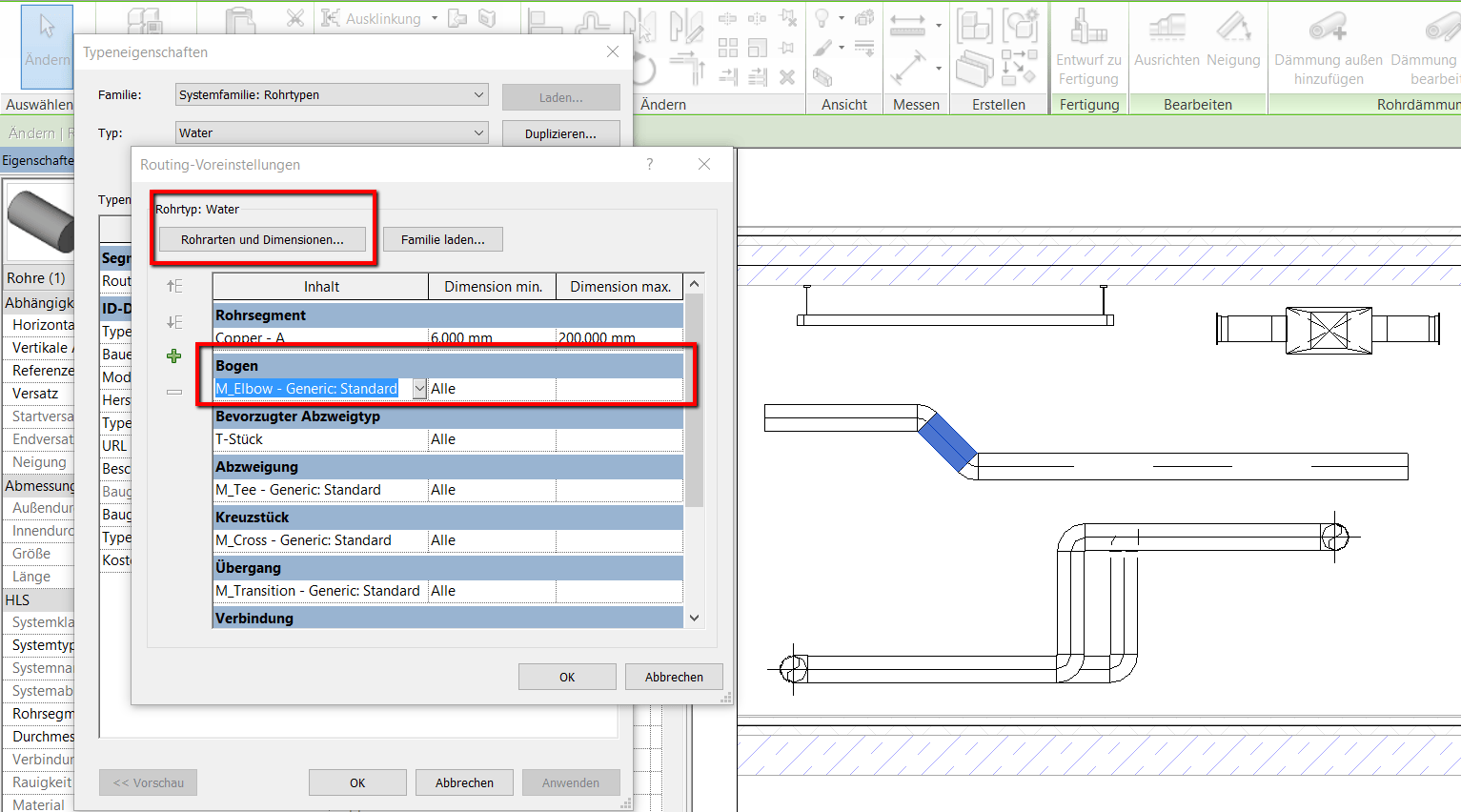 Gelöst Revit Gleichzeitig Rohr vertikal und horizontal