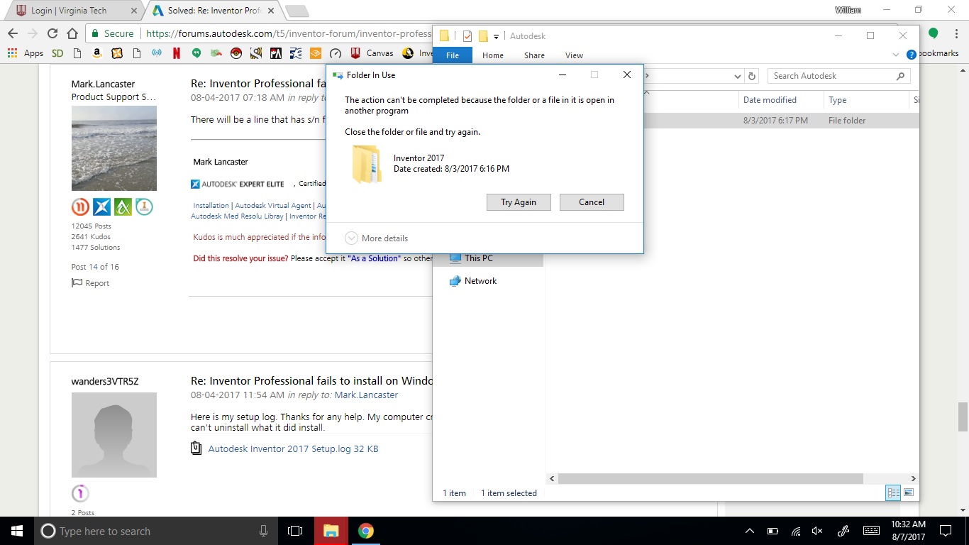 Solved Inventor Professional fails to install on Windows 10, please