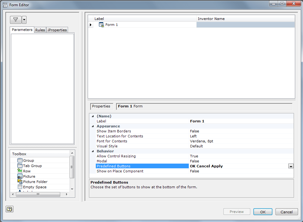 Inventor form not updating fields Autodesk Community